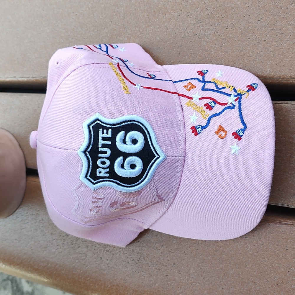 Route 66 Embroidered Shield Map Baseball Adjustable Cap Hat